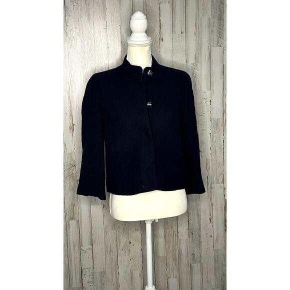 Isaac Mizrahi for Target Women's Navy Blue Tweed Jacket Size 6 - Picture 1 of 6